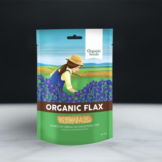 เมล็ดแฟล็กซ์สีทองแบบบด Organic Ground Golden Flaxseeds ตรา Organic Seeds