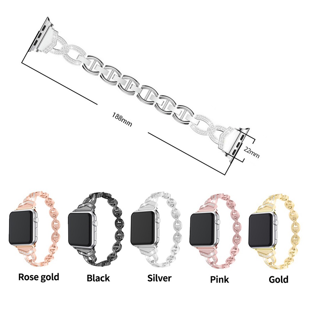 สายนาฬิกา Apple Watch สายนาฬิกาสแตนเลสประดับเพชร Apple watch series 5 4