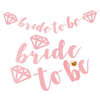 ธงตกแต่งปาร์ตี้สละโสด BRIDE TO BE Handwriting Glitter (Pink) Flag for Hen Party