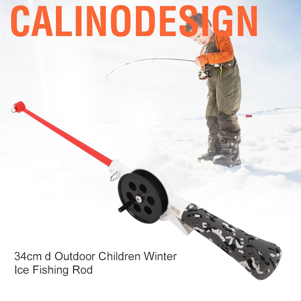 Calinodesign คันเบ็ดตกปลาเหล็กที่แข็งแกร่งทนทาน 34 ซม. พร้อมรอกทารกในเด็ก