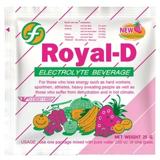 Royal-D เครื่องดื่มเกลือแร่ รอแยล-ดี ชนิดผง รสผลไม้รวม สตอเบอร์รี่ องุ่น และส้ม (รุ่น10ซอง)