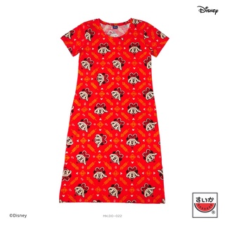 เสื้อแตงโม (SUIKA) - ชุดเดรสผ้ายืดคอกลม ลาย MICKEY LUCKY LUNAR ( MK.DO-022 )