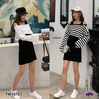 ส่งฟรี+++Set 2 ชิ้น เสื้อครอปแขนยาว + เดรสแขนกุด