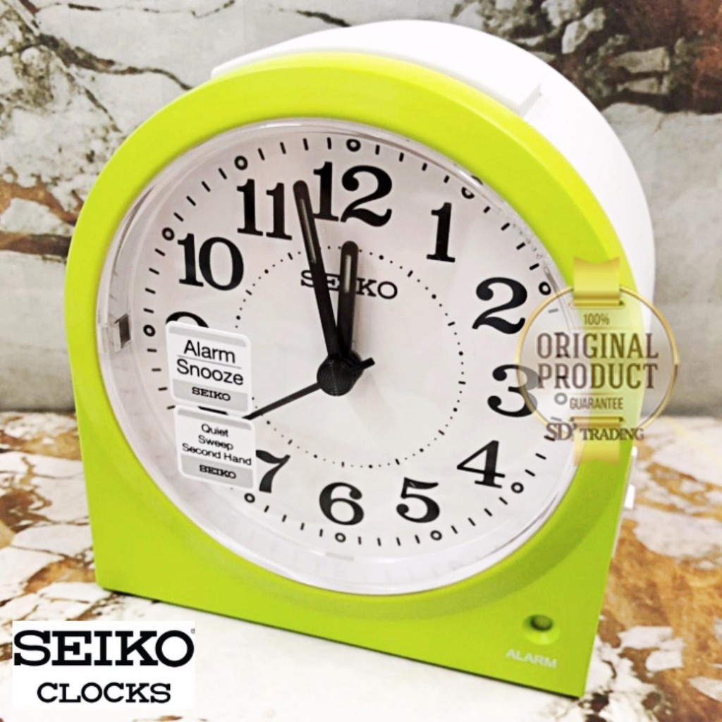 SEIKO นาฬิกาปลุก Alarm Clock (Snooze) QHE179M - สีเขียว/ขาว