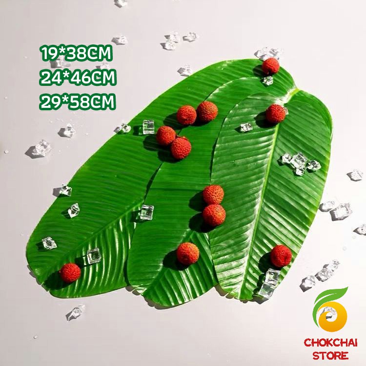 Chok ใบตองเทียม ใบตองปลอม แผ่นรองจานถ่ายภาพ ใบตองเทียมรองอาหาร green leaf decoration