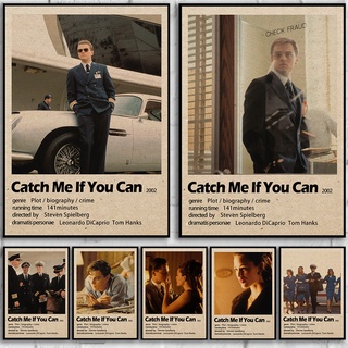 โปสเตอร์ภาพยนตร์คลาสสิก Catch Me If You Can Home สําหรับตกแต่งบ้าน ห้องนั่งเล่น บาร์