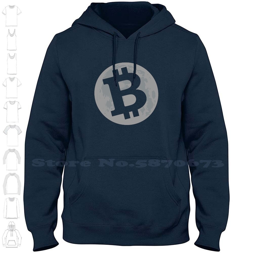 โลโก้ Bitcoin บน Moon Blockchain Cryptocurrency Hoodie Sweatshirt Bitcoin Bit Coin Crypto สกุลเงิน