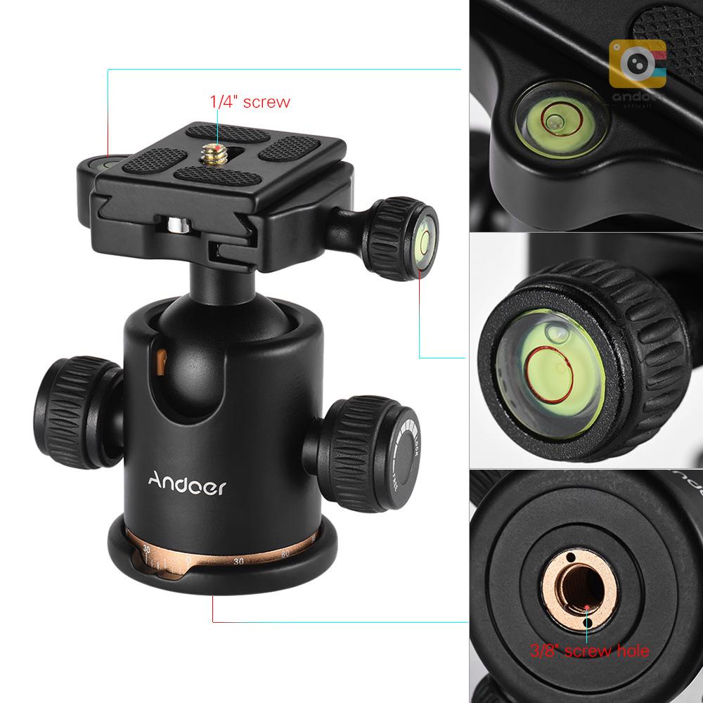 Andoer Camera Tripod Ball Head Ballhead with Quick Release Plate 1/4 Screw