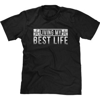 เสื้อยืดผ้าฝ้าย พร้อมส่ง เสื้อยืดแขนสั้น พิมพ์ลาย Liing My Best Life Inspire หลายสี สําหรับผู้ชาย