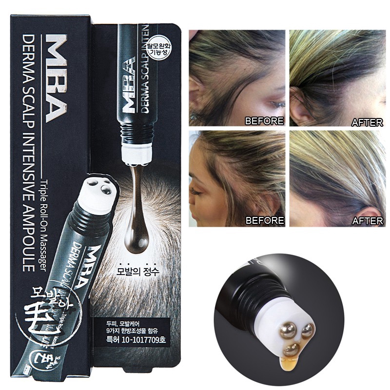 Hair Growth Serum Derma Scalp Intensive Ampoule Triple Roll Massager Fast Regrow Hair Line Anti Hair