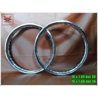 "CHROME" STEEL F&amp;R WHEEL RIM 16x1.40 (DOT36) and RIM 16x1.60 (DOT36) for MOTORCYCLE / วงล้อเหล็ก (ชุบโครเมียม) หน้า-หลัง