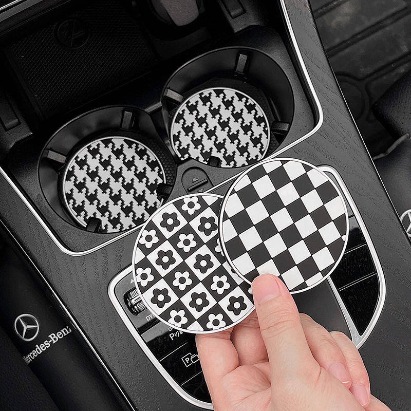 Car Water Cup Mat Slot Universal Car Storage Bag Slot Non-Slip Mat Elegant Lady Car Interior Decorat