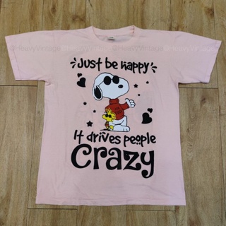 ย้อนยุคSNOOPY CRAZY ลายเสื้อน่ารักๆ เสื้อยืด เสื้อลายการ์ตูนS-5XL