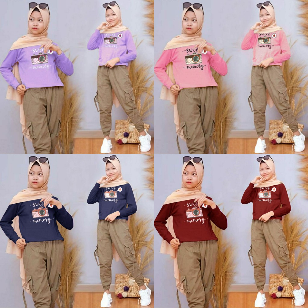 Camera Kid Set เสื้อผ้าวัยรุ่นล่าสุด + กางเกงจ็อกเกอร์ Ft