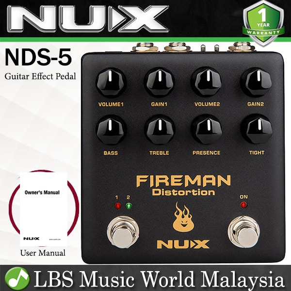 Nux NDS-5 Fireman Dual Channel Distortion กีตาร์ไฟฟ้าเอฟเฟคเหยียบ (NDS5 NDS 5)