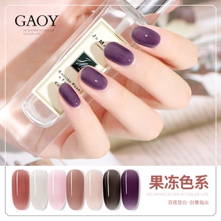 Gaoy ยาทาเล็บเจลลี่ 10 สี สีขาว โปร่งแสง