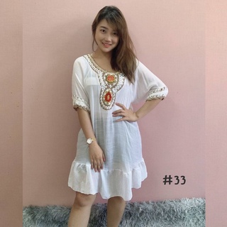 AiShangni เดรสสั้นสีขาว เดรสสั้นสีดำ เดรสผ้าฝ้าย ใส่สบาย ผ้าพริ้วๆ สไตล์โบฮีเมียน ชุดแฟชั่น เสื้อแฟชั่น สินค้าใหม่