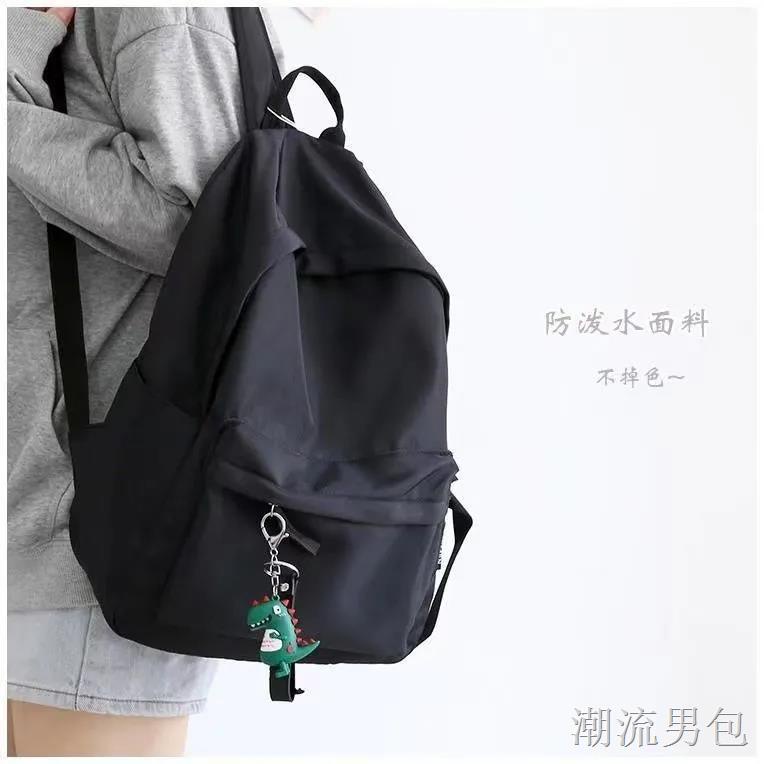 QaQ กระเป๋าสะพายหลังขนาดใหญ่สีทึบกระเป๋าเป้สะพายหลังนักเรียนมัธยมปลาย - รูปที่ 2