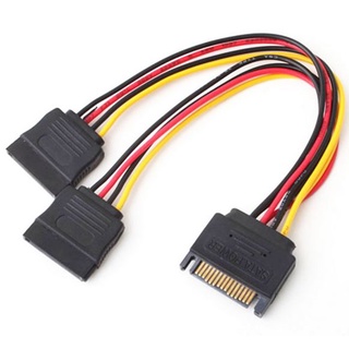 สายไฟซาต้า เพาเวอร์ power sata ฮาร์ดดิสก์ HDD 1ออก2 15 Pin SATA M To 2 SATA Cable Splitter Power Female Male