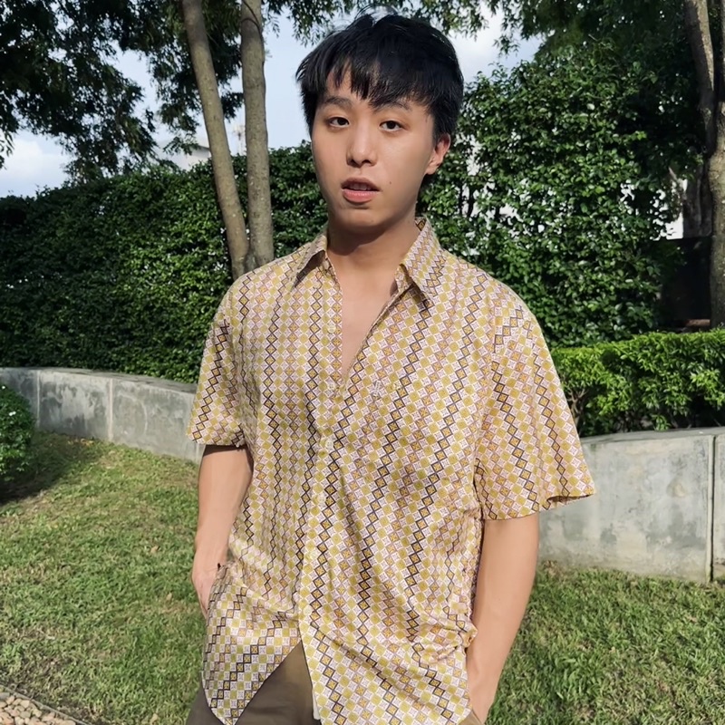 เสื้อเชิ้ตแขนสั้น ลายไดมอนด์ ลายก้นหอยขาวดำ ลายตาราง นุ่มลื่นผ้าใส่สบายมากกก