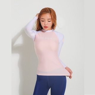 [ผญ] เสื้อว่ายน้ำ แขนยาว กันยูวี 2Tone Rashguard Top White Soft Pink GG.SWIMWEAR OSUMMER