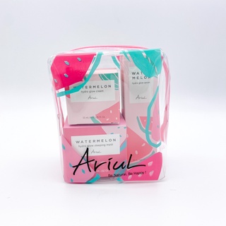 Ariul Watermelon Hydro Glow Set 3 ชิ้น + กระเป๋าเครื่องสำอางลายแตงโม @999