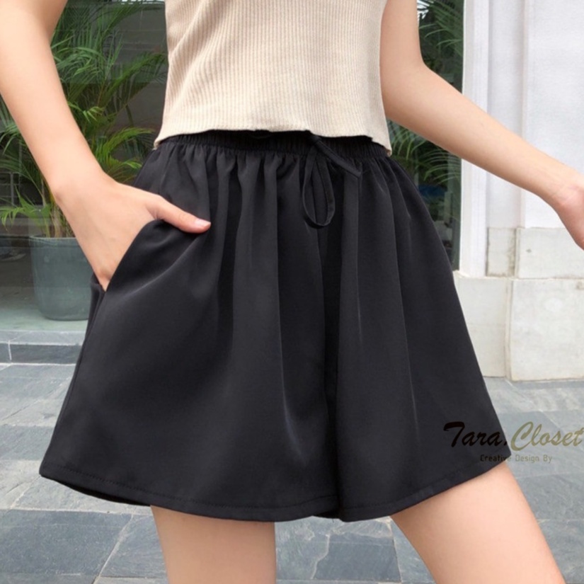 PI001 TARA Short pants กางเกงขาสั้น ทรงสปอร์ต ไม่มีกระเป๋าข้าง เอวยางยืด ผ้าไหมอิตาลี ใส่สบาย ไม่ร้อน