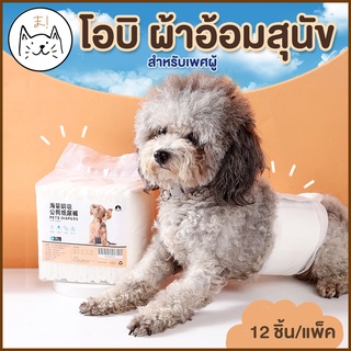 KUMA ま โอบิ ผ้าอ้อมสุนัข เพศผู้ ผ้าอ้อมหมา แพมเพิส ผ้าอ้อมสัตว์เลี้ยง ผ้าอ้อม สำหรับสุนัข ตัวผู้ โอบิสุนัข 12 ชิ้น/แพ็ค