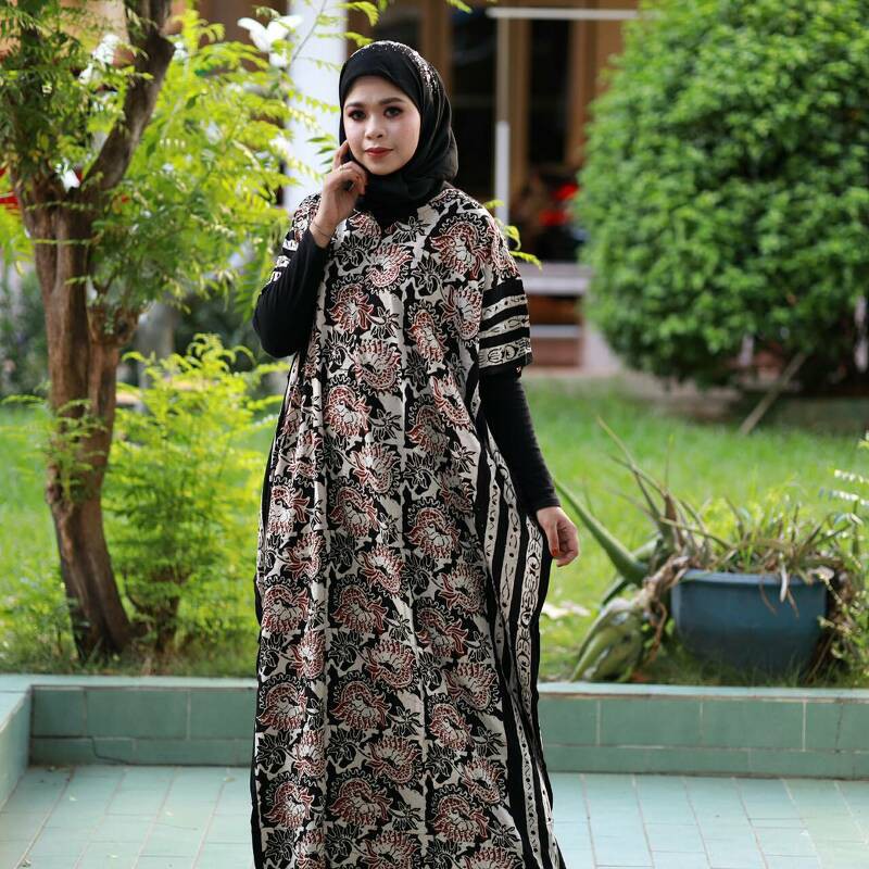 ชุดนอนบารามอินโดแท้ (ลายดอกไม้คล้ายหอยแครงมีใบแซมเฉกปะการัง!)ทรงค้างคาว(Fly From AEC) คอซิป ผ้าบาติก