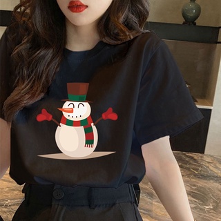 ound neck cartoon christmas pattern Printed t-shirt tshirt for men women vintage clothes DW158 เสื้อยืด