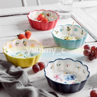 Japanese Fruit Salad Bowl บนโต๊ะอาหารญี่ปุ่นชามสลัดผลไม้เซรามิกน่ารัก ins สร้างสรรค์ชามครัวเรือน