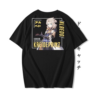 [100% Cotton] Kaos ALBEDO GENSHIN IMPACT | Kaos distro | Kaos pria | Kaos wanita | เสื้อยืดลําลอง พิมพ์ลาย lelaki สีดํา