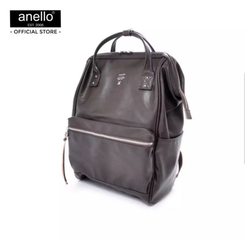 anello กระเป๋าเป้สะพายหลัง large premium leather backpack รุ่น AT-B1511 สี dark brown