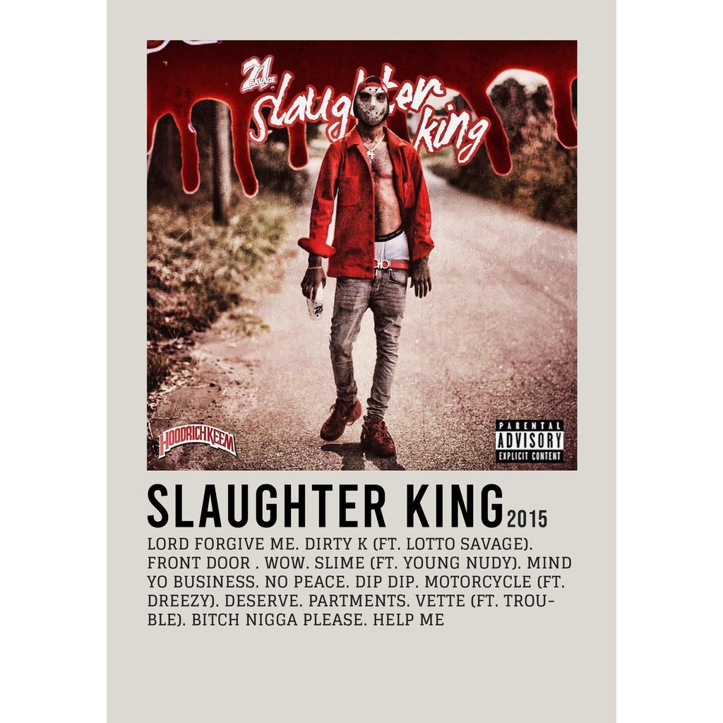 Aesthetic Poster Wall Slaughter King album โดย 21 savage rapper อันโด่งดัง
