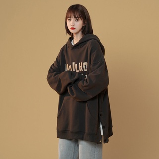 ♀High street hooded เสื้อกันหนาวผู้หญิง fried street high-end design sense 2021 ใหม่ฤดูใบไม้ผลิและฤดูใบไม้ร่วงบางส่วนแยก