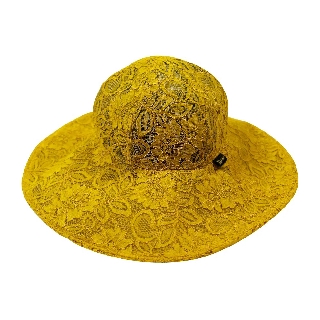 ATIPA Madame Audrey Lace หมวกปีกกว้างลายลูกไม้มีสายรัด (Yellow)