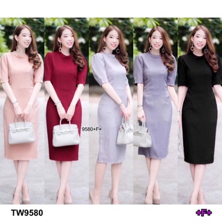 SS9580 Maxi Dress เดรส คอปีนแขนสั้น