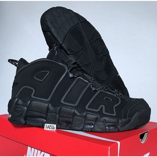 ◊▦Nike Air More Uptempo Pippen Triple Black 3M Reflective 414962-004 รองเท้าบาสเก็ตบอล