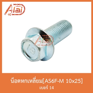 AS6F-M 10x25 น็อตหกเหลี่ยม เบอร์ 14 [ 1 ถุงมี 20 ตัว ]