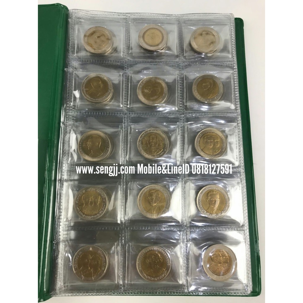 ชุดเหรียญนิเกิล 2 สี 10 บาท ที่ระลึกครบชุด 61 เหรียญ ผิวเดิม ตัดจากถุง ราคาต่อชุด