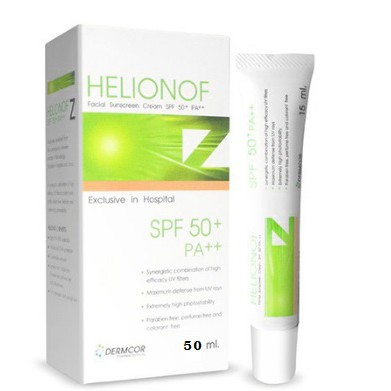 Helionof Z SPF 50+ PA++ 50 ml. เฮลิโอนอฟ z ครีมกันแดดสูตรพัฒนาสำหรับโรงพยาบาลและคลินิก