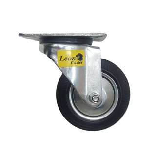 LEON BK 4" PLATE ROTATE RUBBER CASTER ลูกล้อ RB BK LEON แป้นหมุน 4 นิ้ว ลูกล้อ อะไหล่เฟอร์นิเจอร์ เฟอร์นิเจอร์และของแต่ง