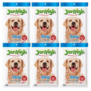 Jerhigh Chicken Strip Dog Snack 70g (x6) ขนมสุนัข เจอร์ไฮ สตริป รสไก่ 70 กรัม (6 ซอง)