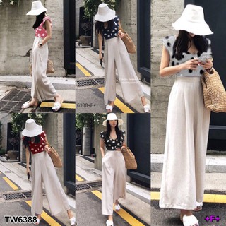 TW6388 Set 2 ชิ้น เสื้อแขนกุดลายจุด+กางเกงขายาว