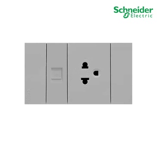 Schneider Electric ชุดเต้ารับคอมพิวเตอร์ (LAN)CAT6 ขนาด 1ช่อง+เต้ารับเดี่ยว 3ขา ขนาด 2ช่อง+ฝาครอบสีเทา รุ่น AvatarOn A