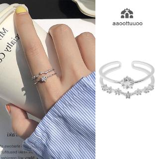 Double-layer Shiny Zircon Star Open Adjustable Rings For Women Finger Ring