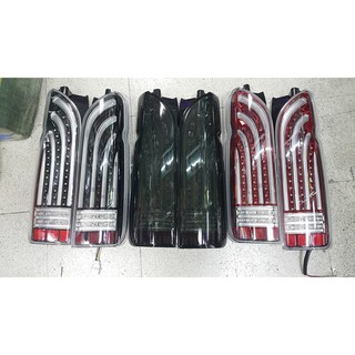 ไฟท้าย รถตู้ hiace commuter  2005 2008 2010 2012 2014 2016 2018 ลาย LED BAR สีดำ โค้ง V10