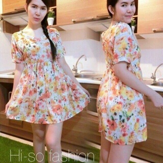 Dress คอ V วินเทจ