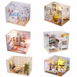 ❍◙Cutebee DIY โมเดลบ้านตุ๊กตาจิ๋ว 3D รวมฝาปิดกันฝุ่น