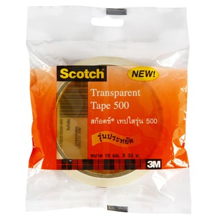 เทปใส แกน 3 นิ้ว 3/4 นิ้วx36 หลา สก๊อตช์ 500 Transparent tape, 3  core, 3/4  x36 yd, Scotch 500